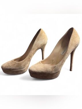 Jimmy Choo Beige Suede Heels. Size 38. In great used condition! Box included.